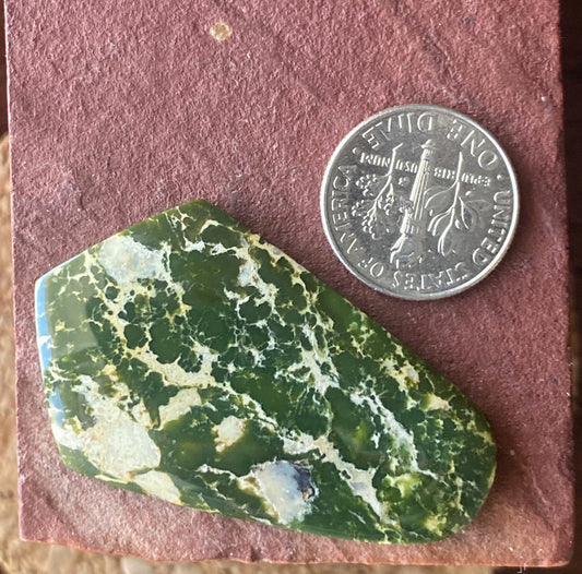 44.1 carat green natural Stone Mountain Turquoise specimen cabochon with deep color