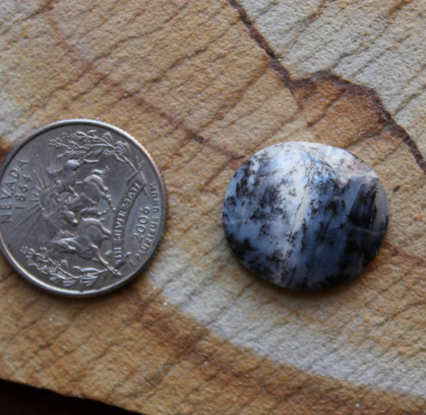 14 carat natural dendritic opal cabochon