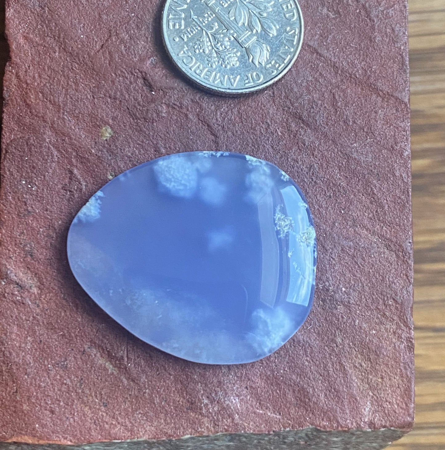 26 carat Ellensburg Blue Agate cabochon with cloud pattern