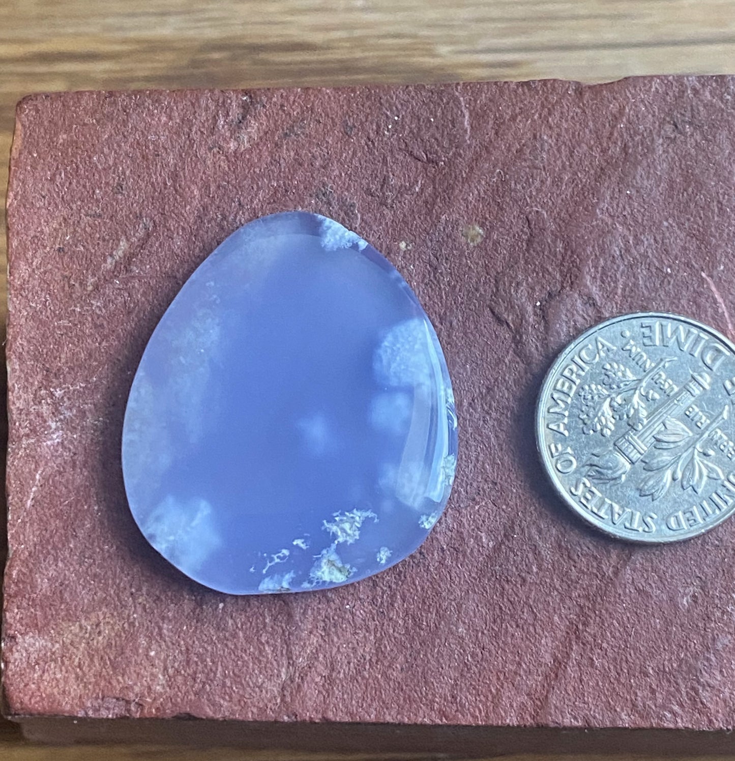 26 carat Ellensburg Blue Agate cabochon with cloud pattern