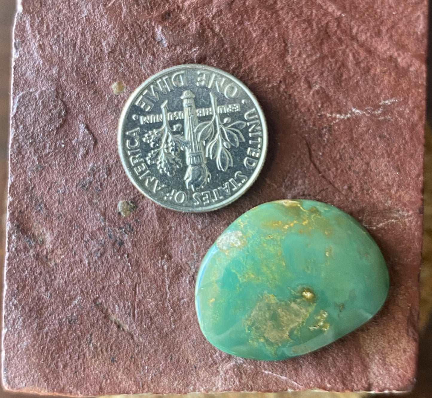 12.5 carat green turquoise cabochon from Stone Mountain Mine
