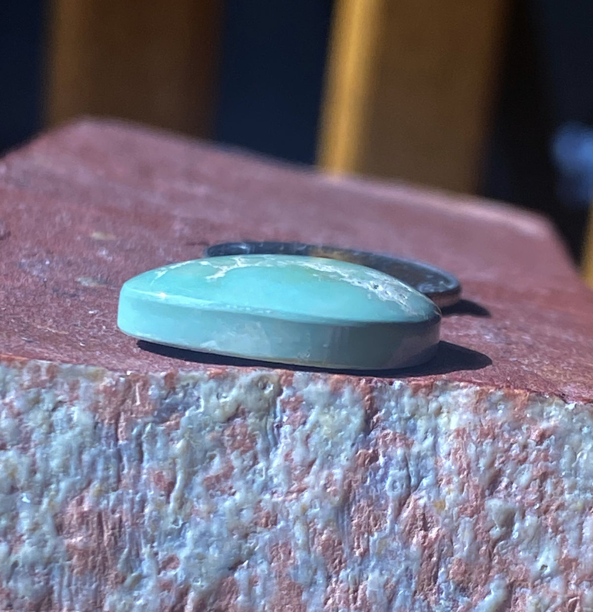 9 carat natural light green Stone Mountain Turquoise cabochon