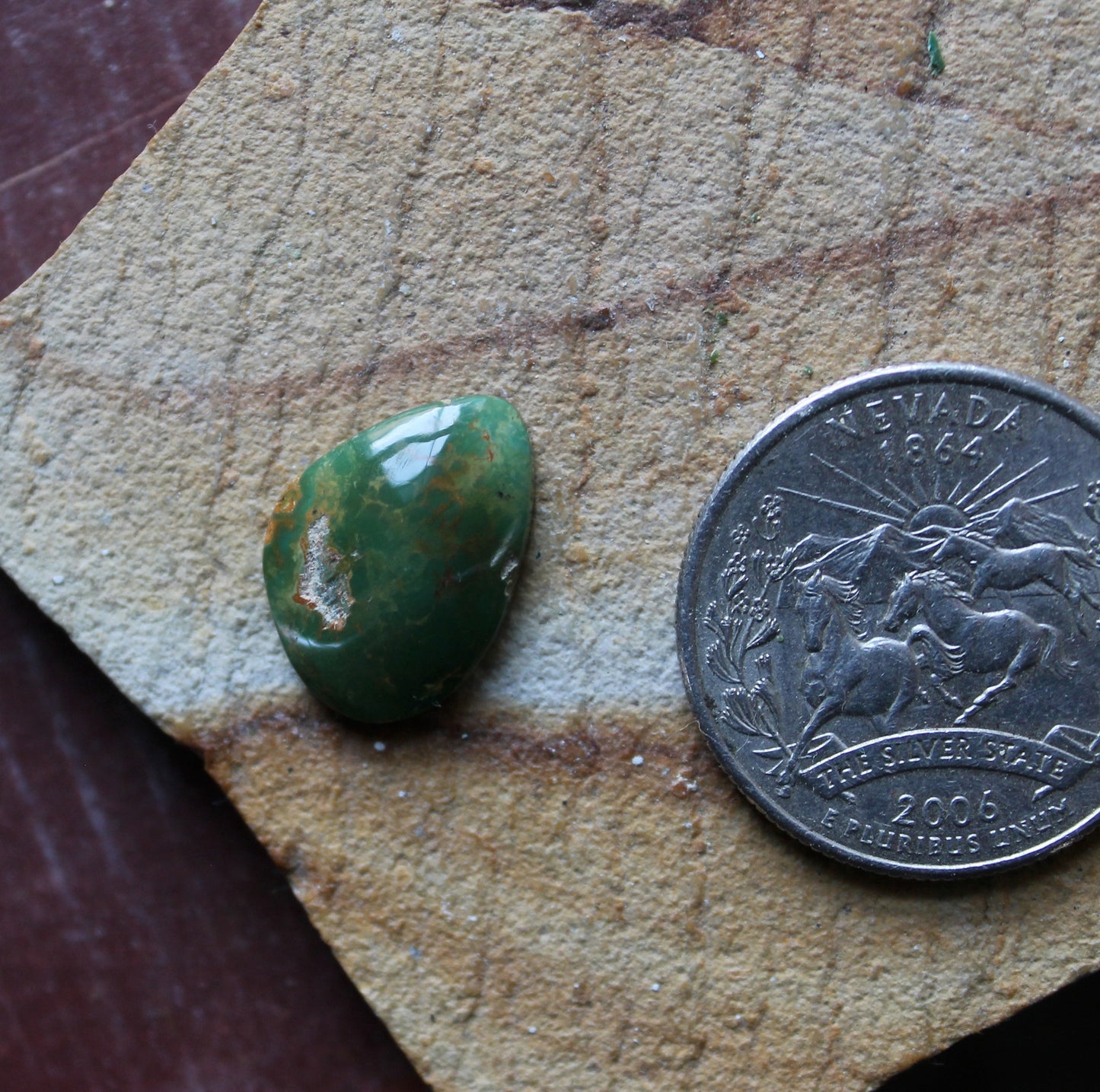 5 carat deep green Stone Mountain Turquoise cabochon