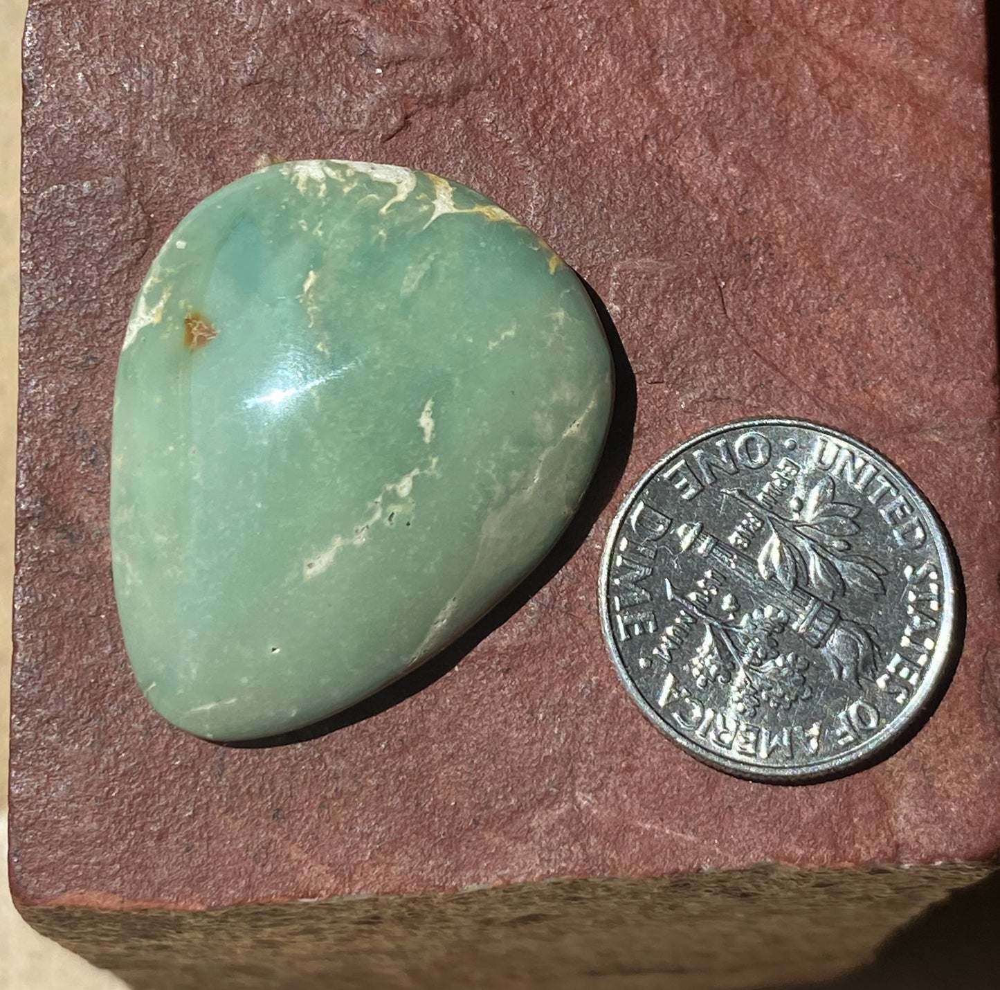 34 carat green natural Stone Mountain Turquoise cabochon with a high dome