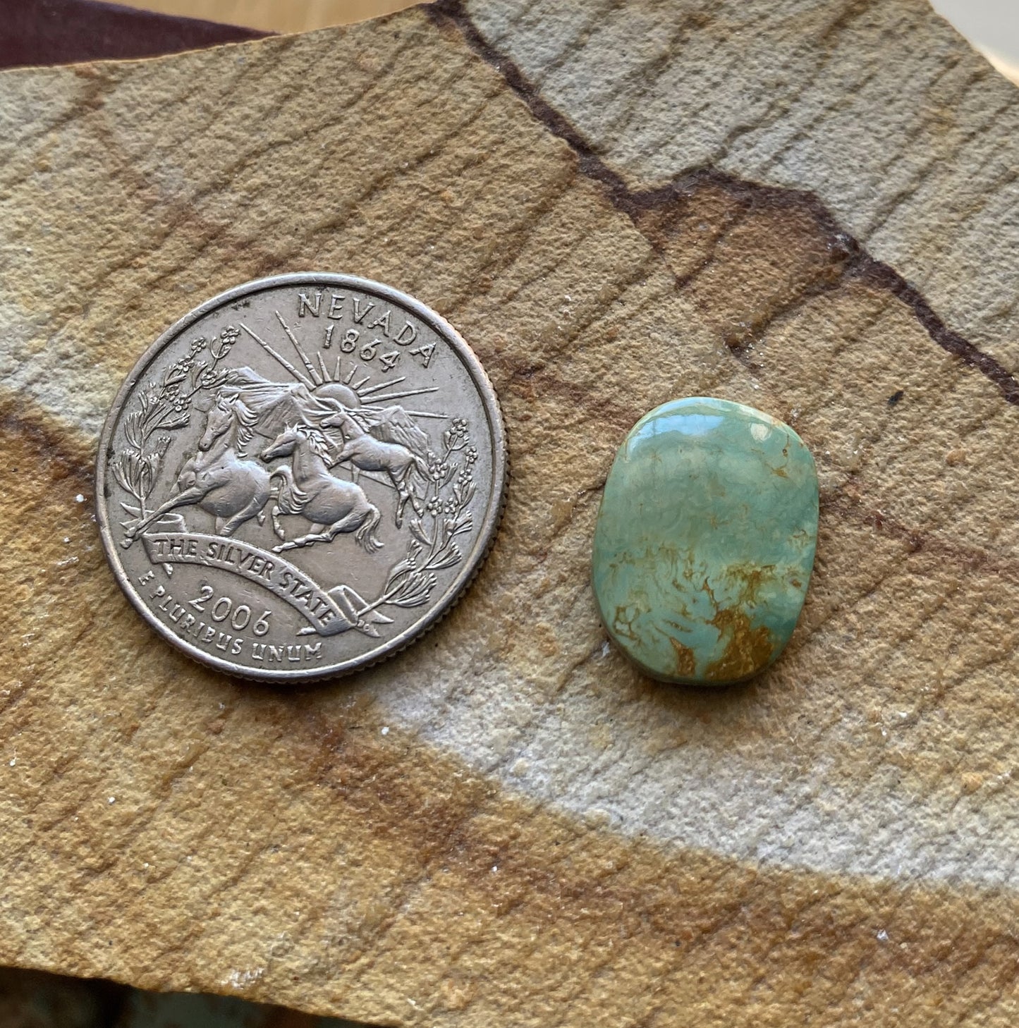 6 carat natural light green Stone Mountain Turquoise cabochon