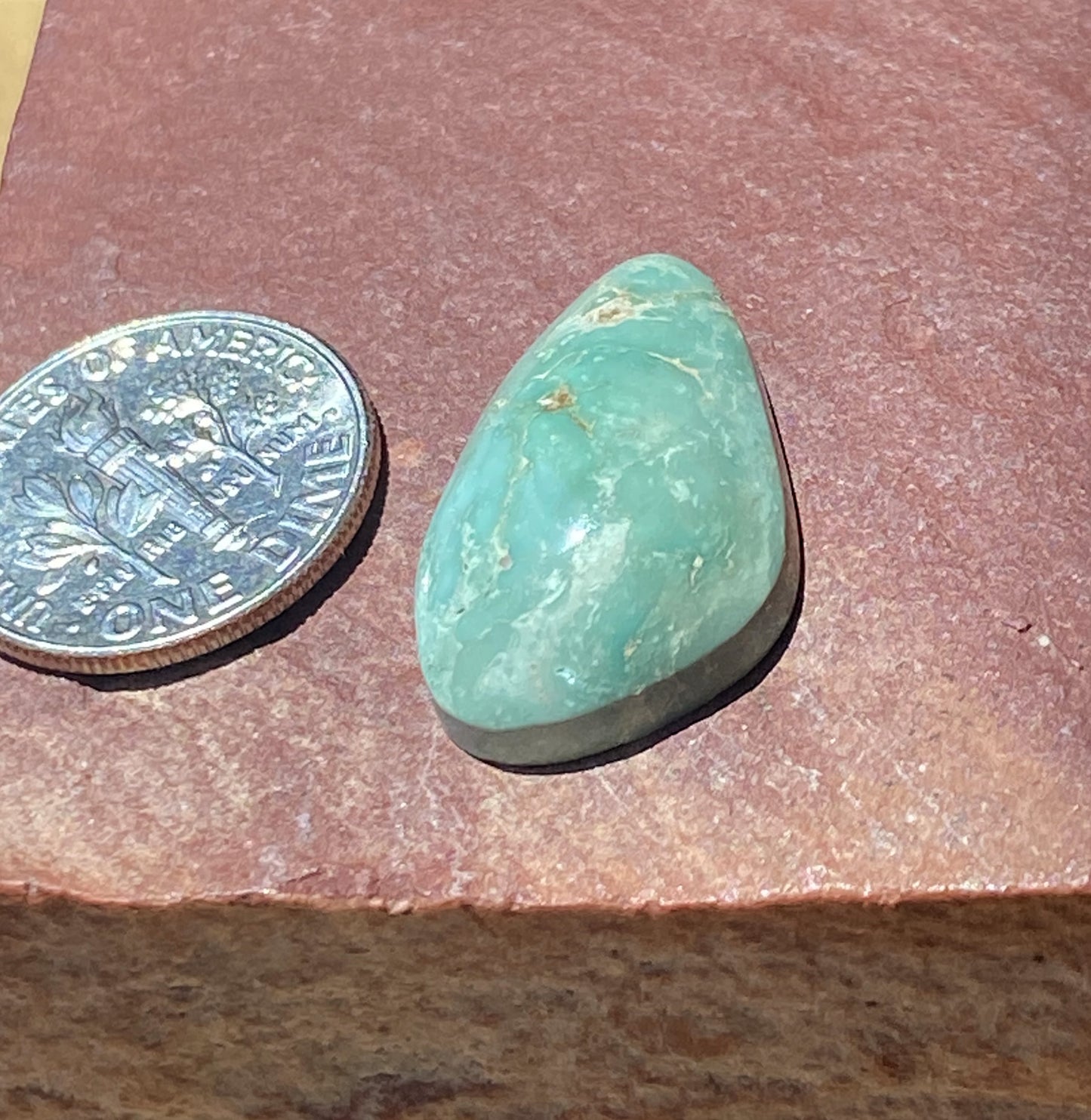 12 carat green Stone Mountain Turquoise cabochon witha pillow dome
