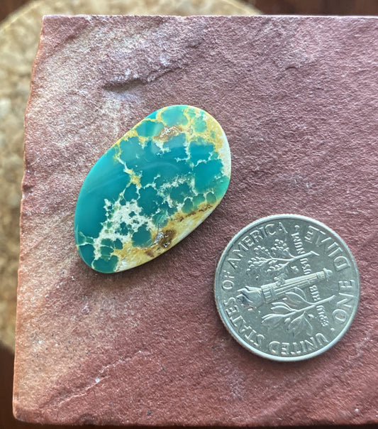 9 carat green Stone Mountain Turquoise cabochon with spiderweb matrix