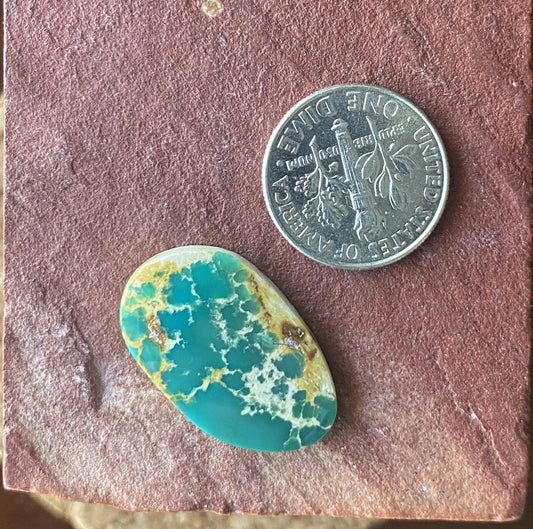 9 carat green Stone Mountain Turquoise cabochon with spiderweb matrix