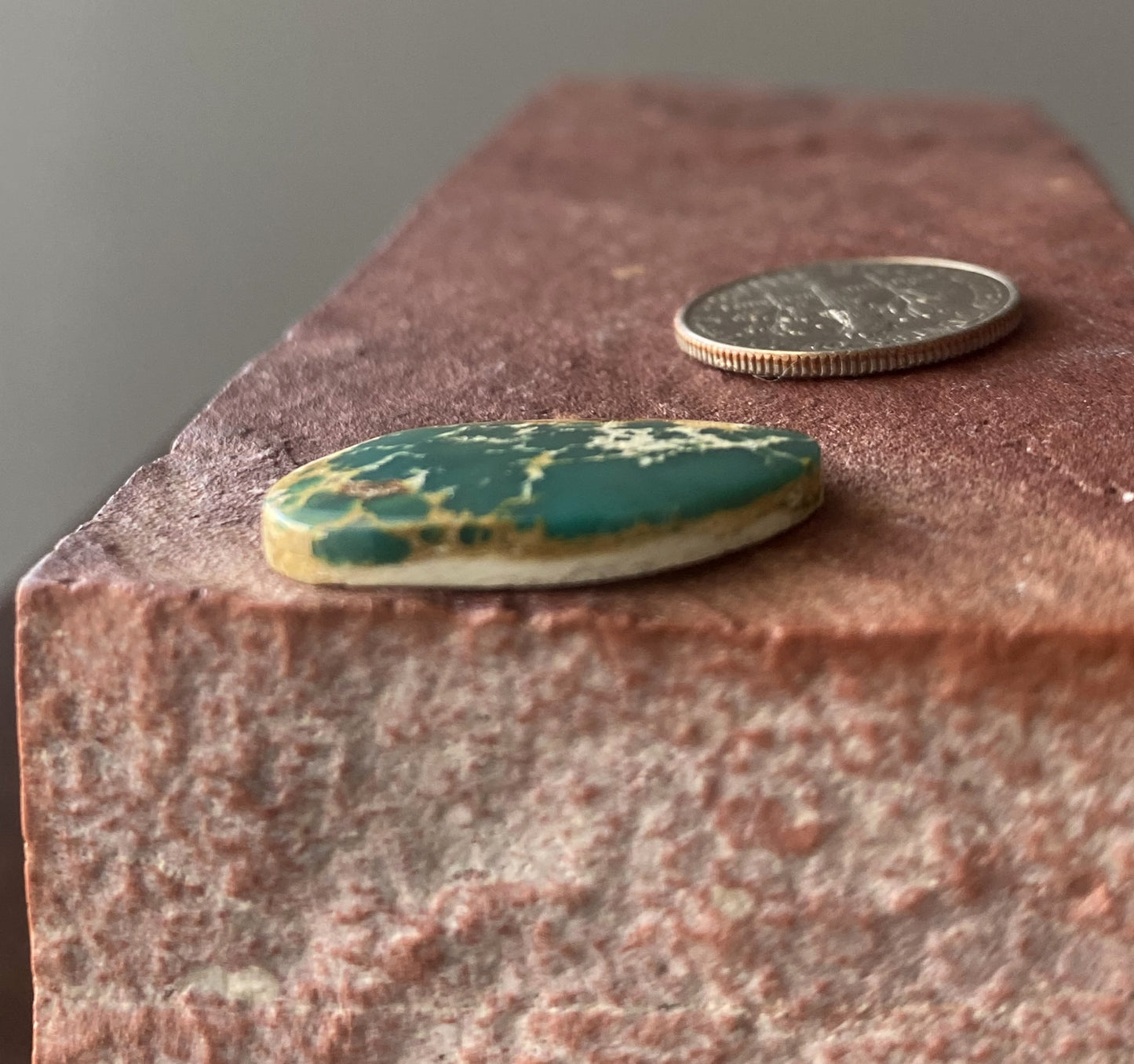 9 carat green Stone Mountain Turquoise cabochon with spiderweb matrix
