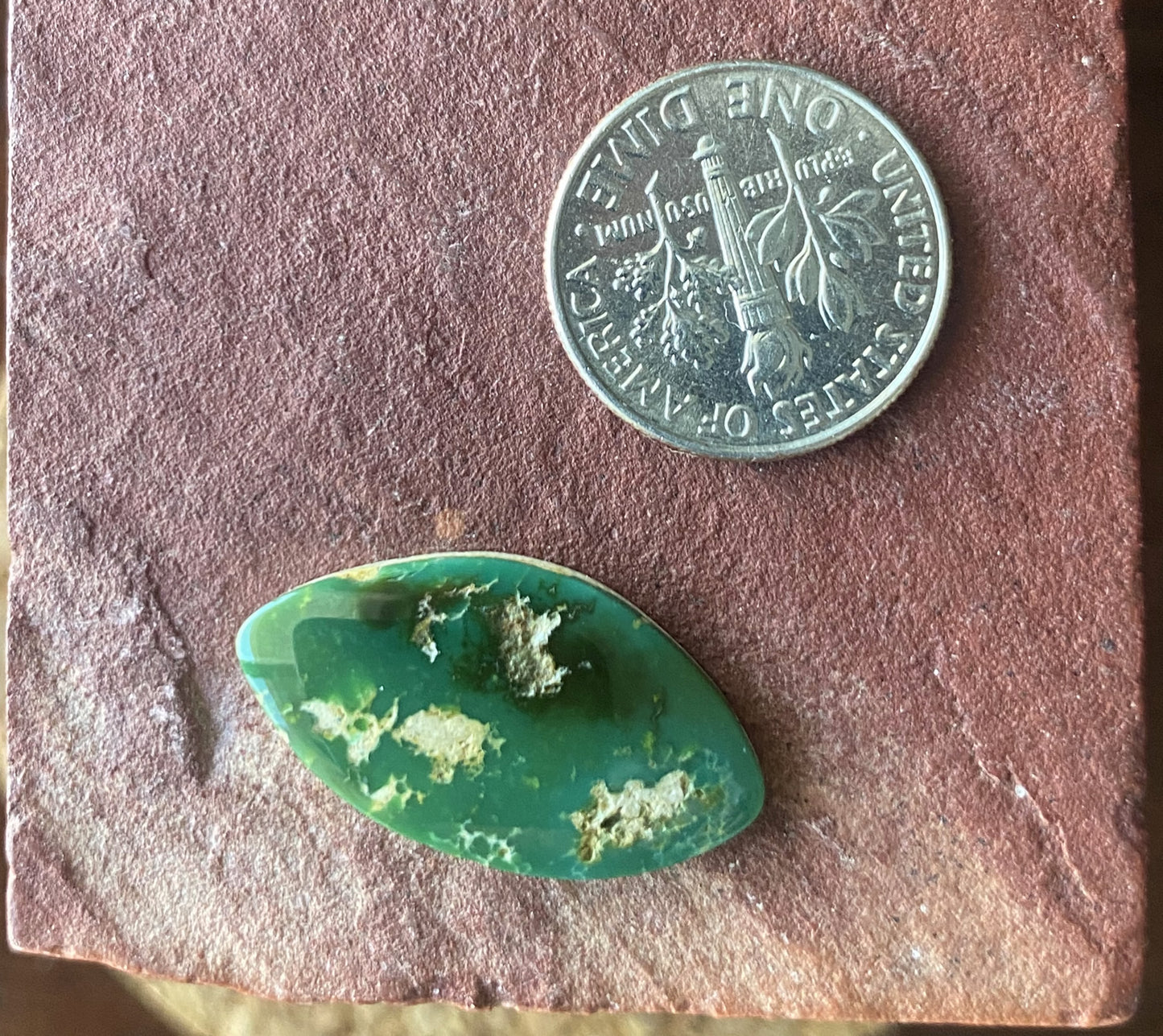 8 carat deep green Stone Mountain Turquoise cabochon
