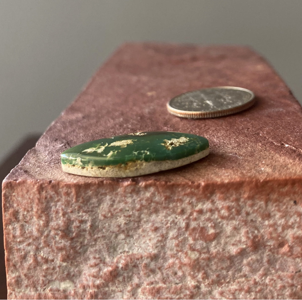 8 carat deep green Stone Mountain Turquoise cabochon