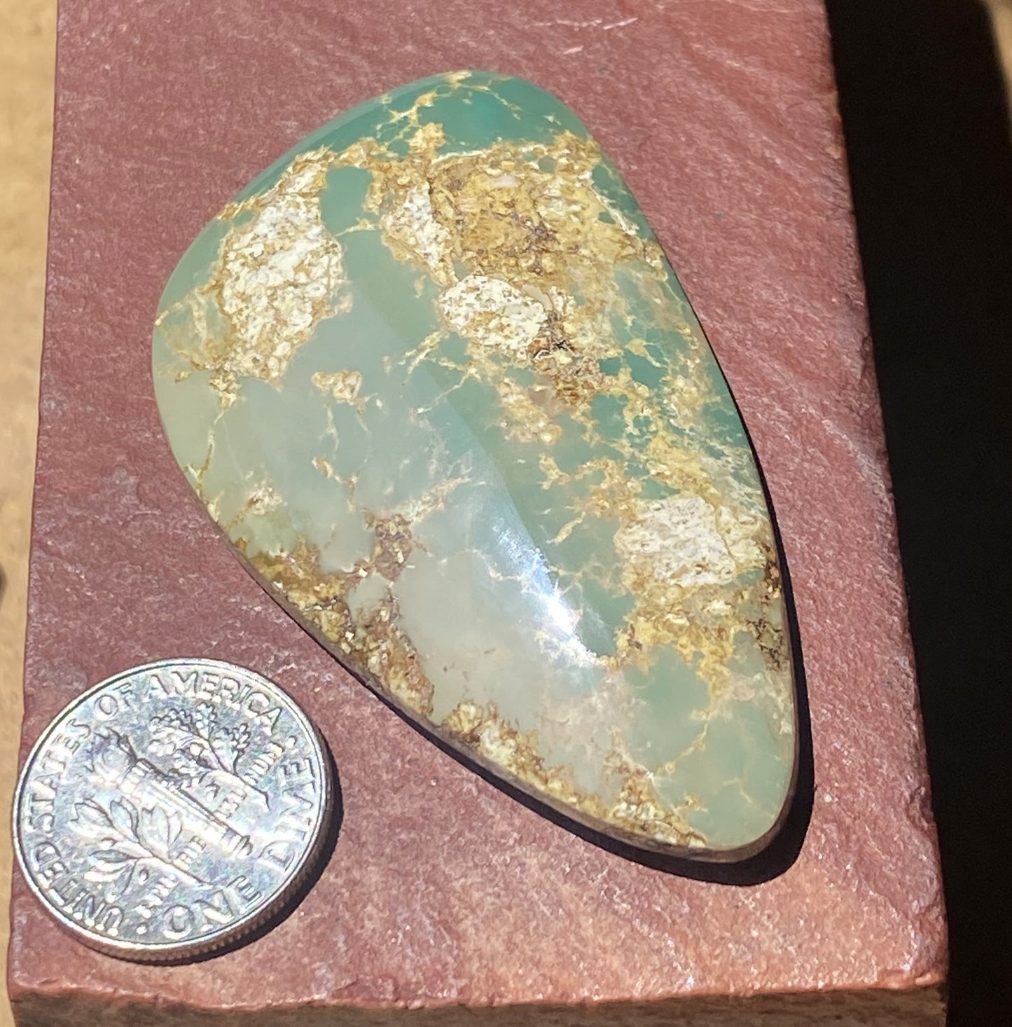 84 carat green Stone Mountain Turquoise specimen cabochon