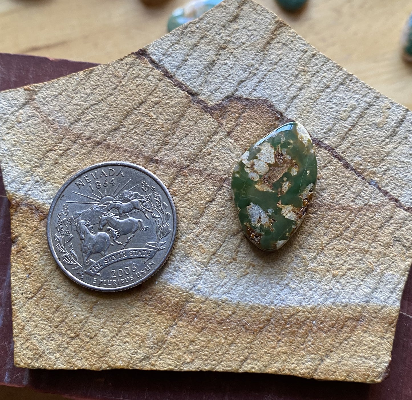 14 carat dark green Stone Mountain Turquoise cabochon