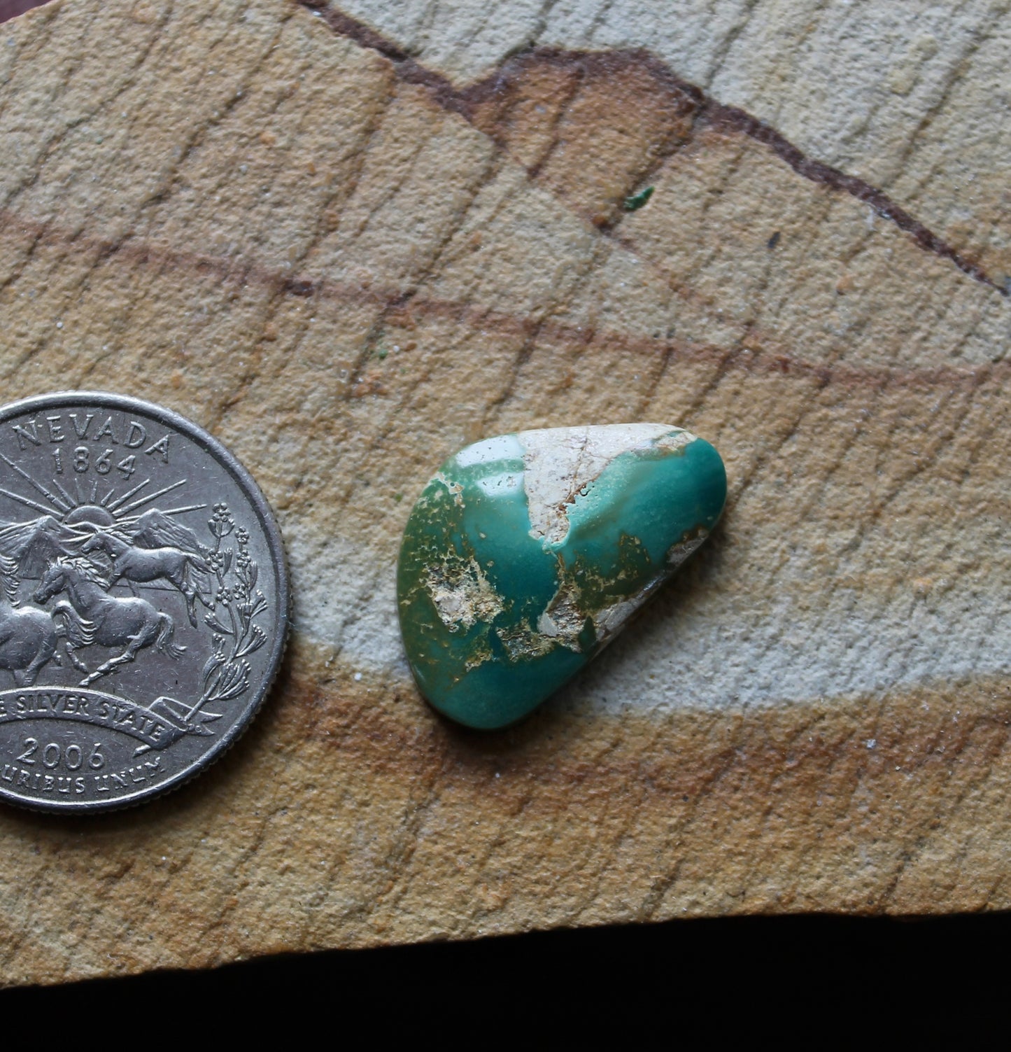 8 carat green Stone Mountain Turquoise cabochon with matrix