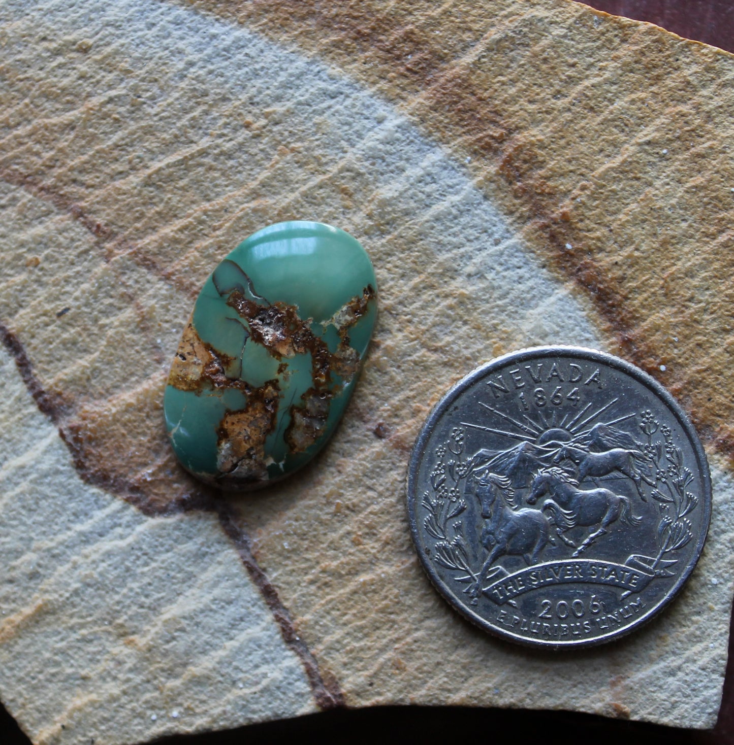 8 carat green Stone Mountain Turquoise cabochon