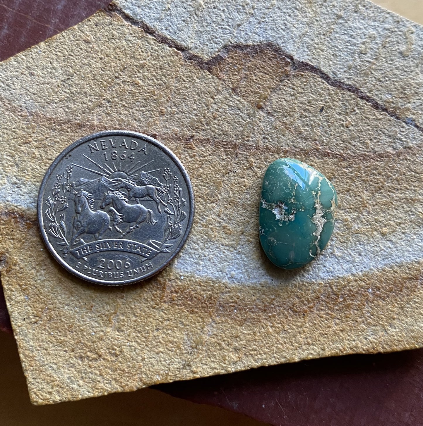 7 carat green teal Stone Mountain Turquoise cabochon