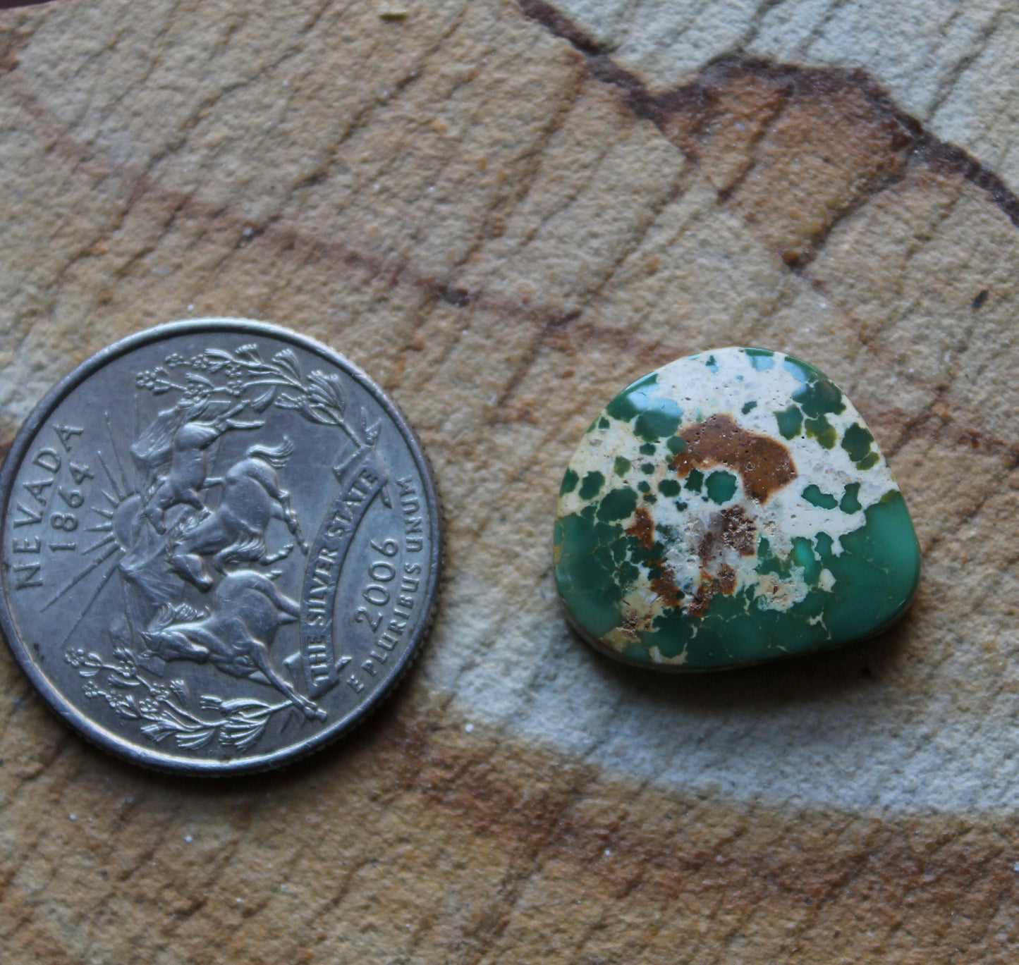 11 carat green boulder-cut Stone Mountain Turquoise cabochon