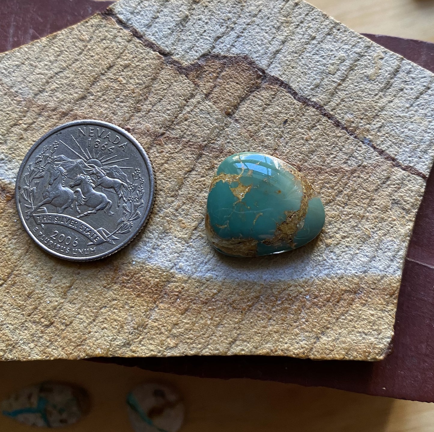 14 carat teal green Stone Mountain Turquoise cabochon with a high dome