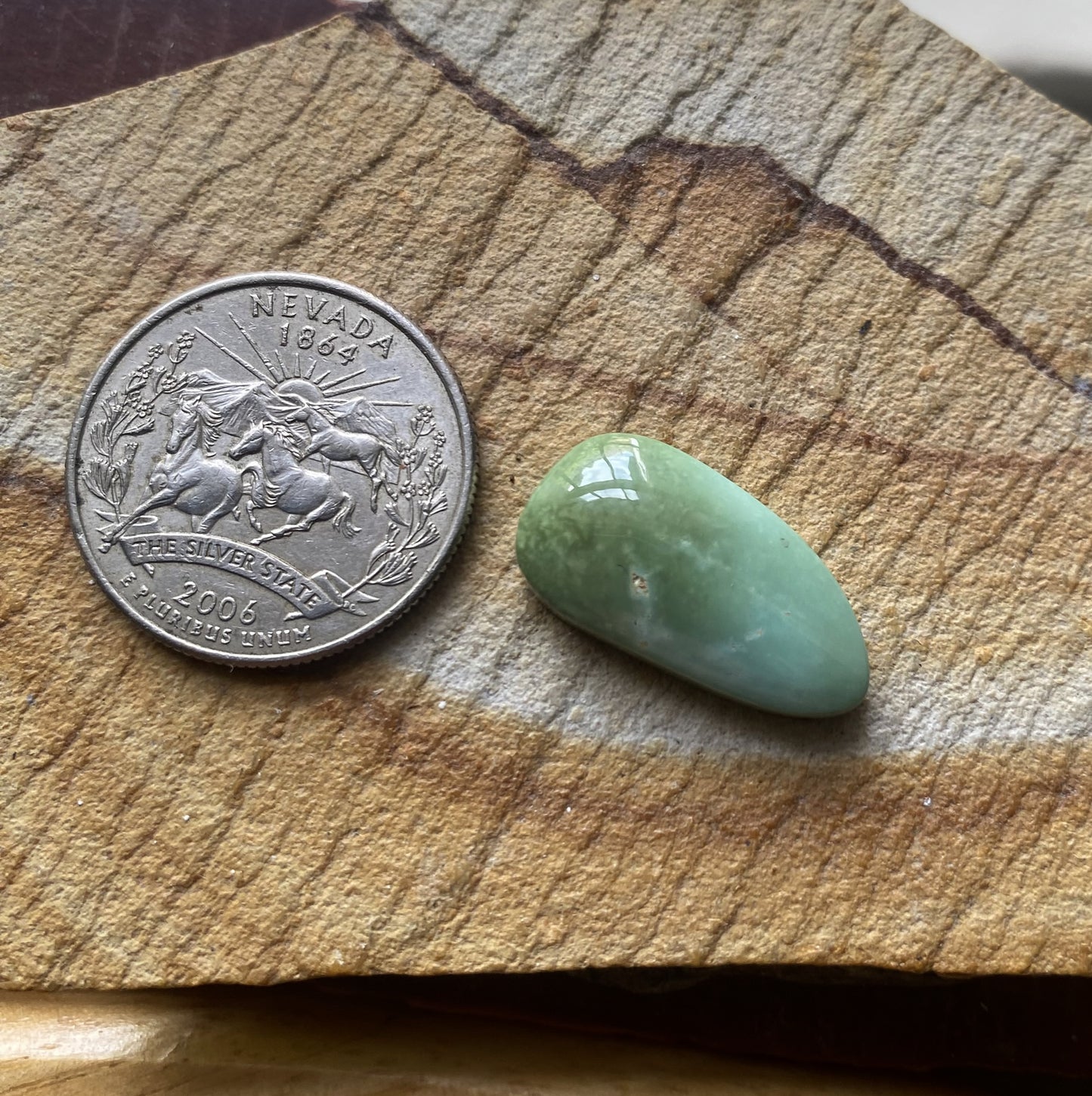 13 carat light green natural Stone Mountain Turquoise cabochon