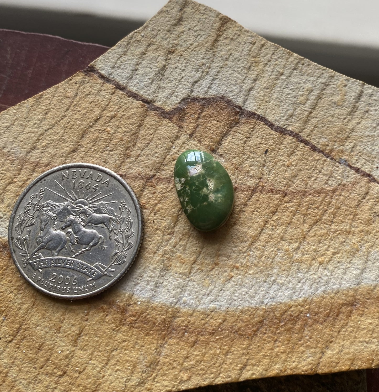 6 carat dark green natural Stone Mountain Turquoise cabochon