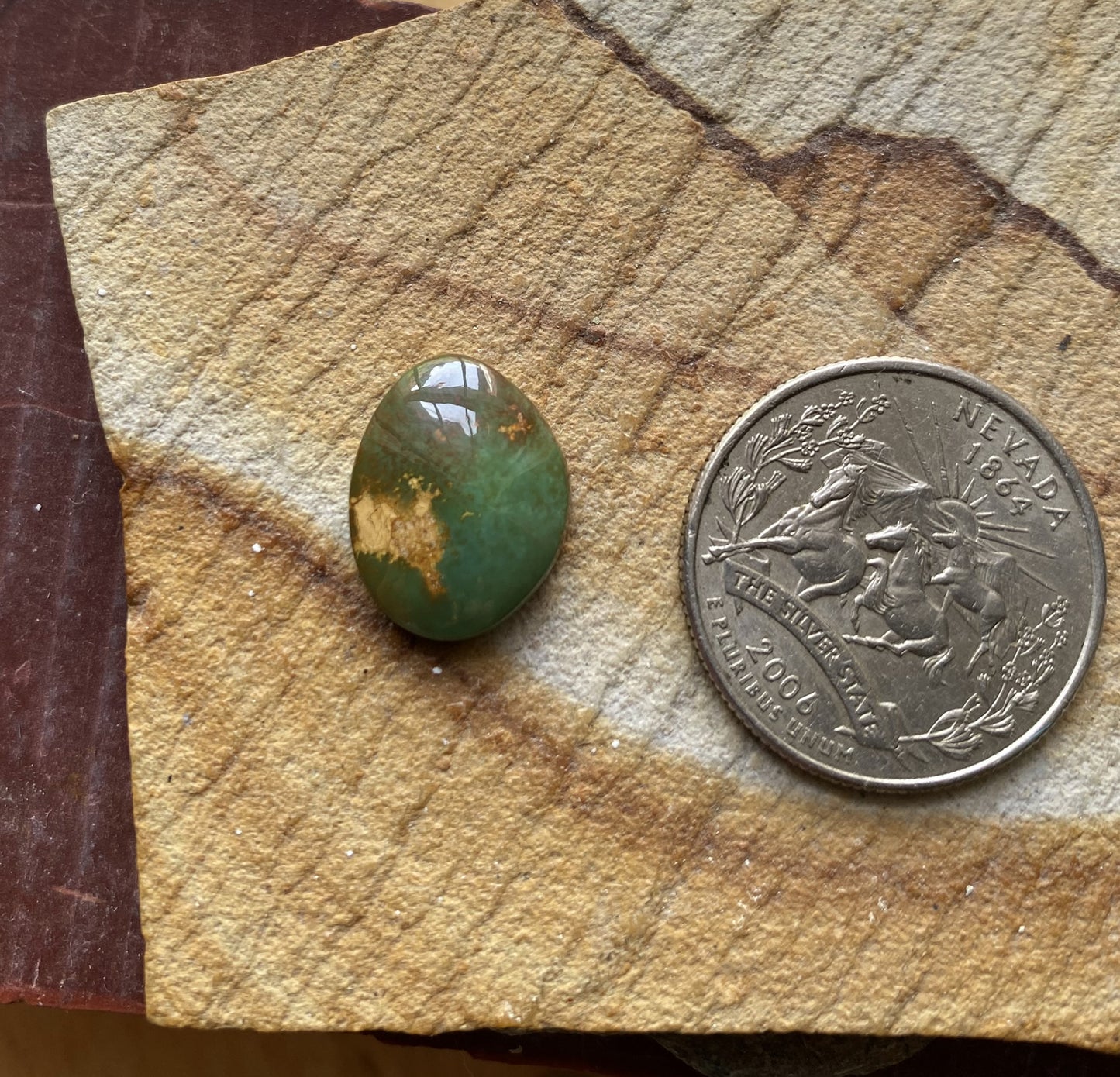 6 carat green natural Stone Mountain Turquoise cabochon