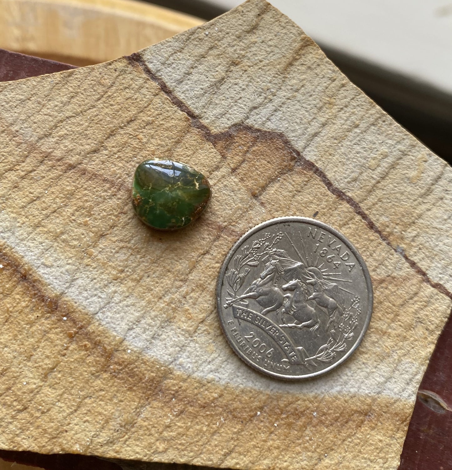 4 carats dark green natural Stone Mountain Turquoise cabochon