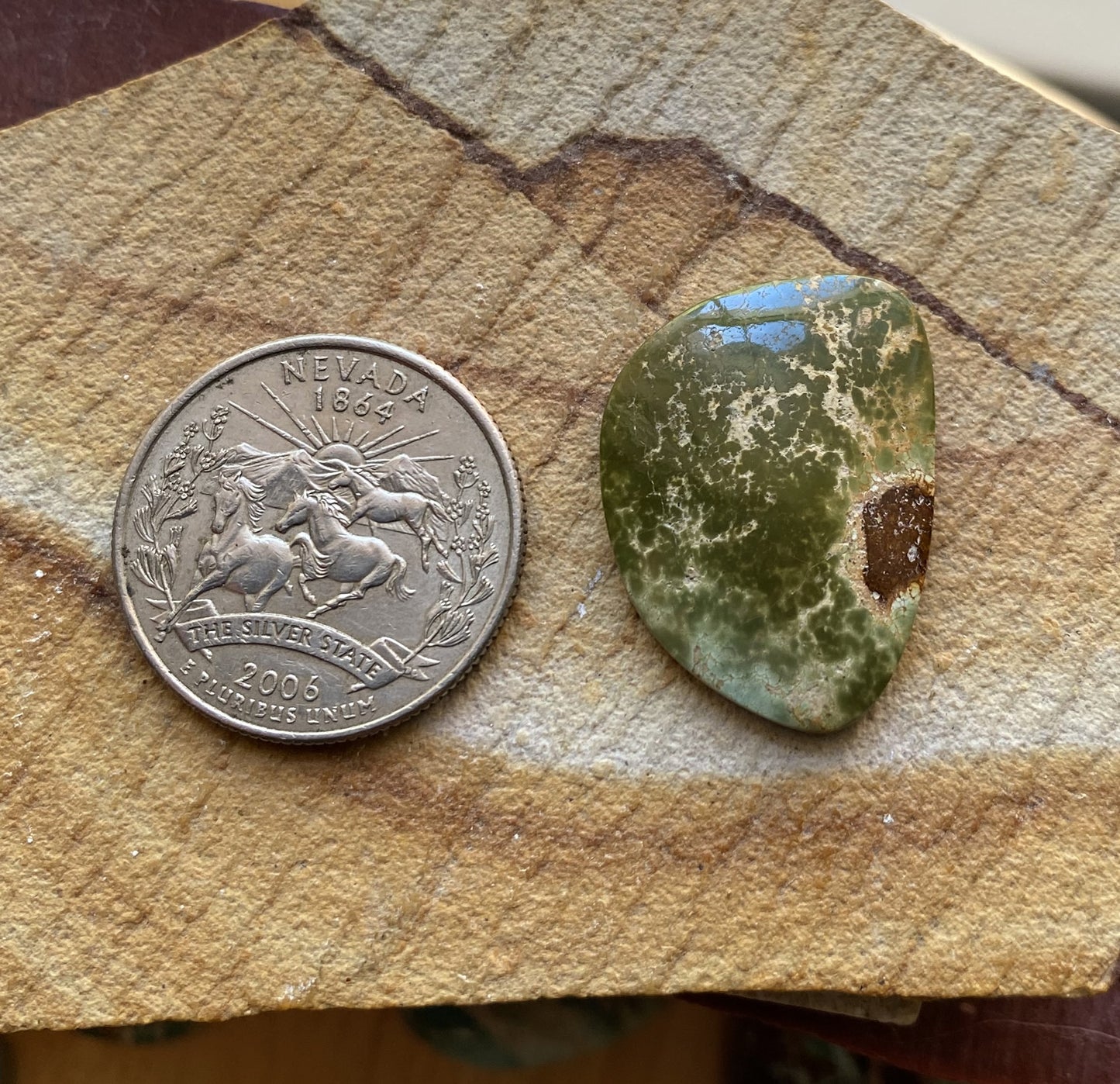 17 carat natural green Stone Mountain Turquoise cabochon