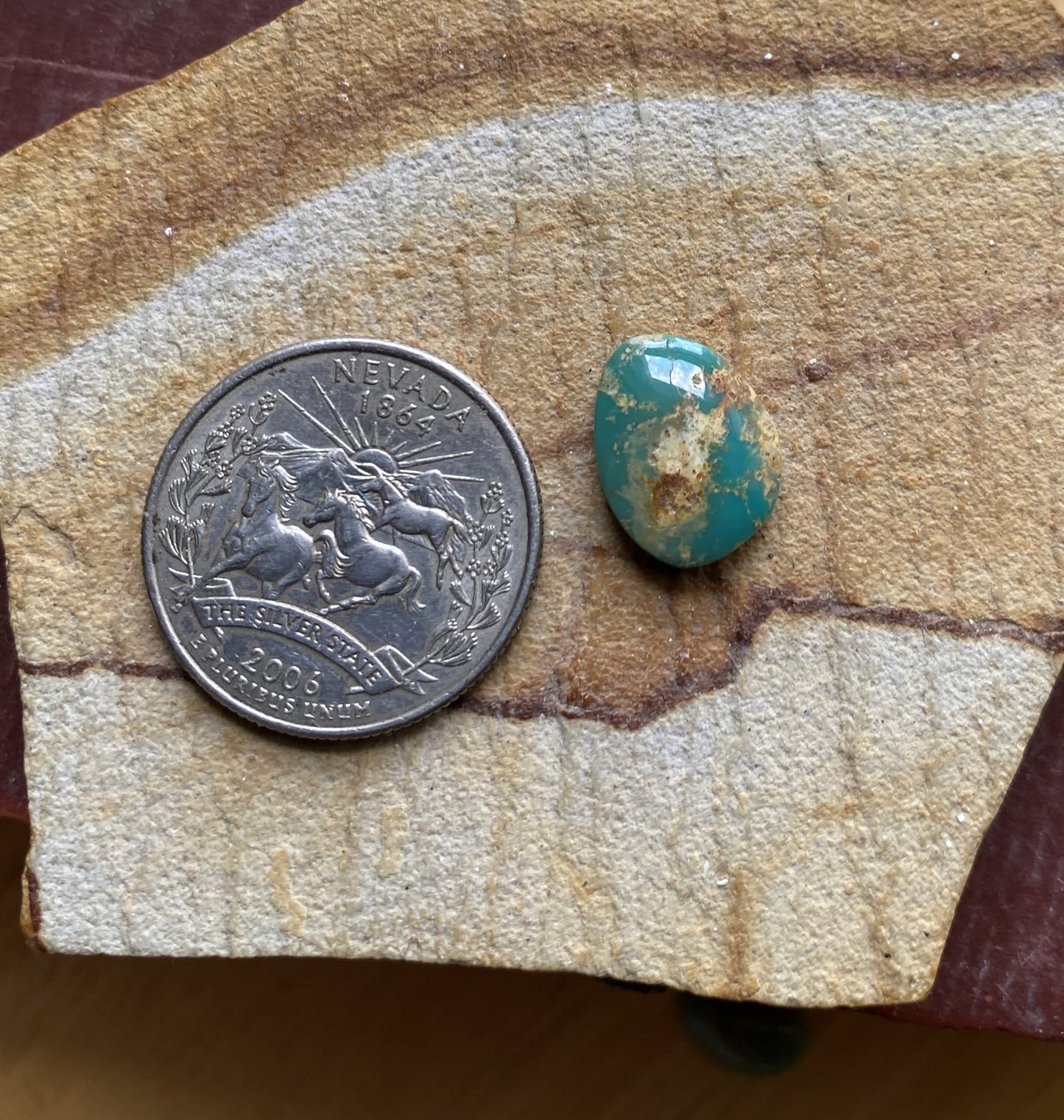 5 carats natural green boulder Stone Mountain Turquoise cabochon