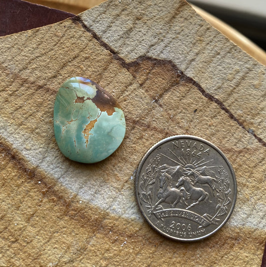 11 carat natural green Stone Mountain Turquoise cabochon with red matrix