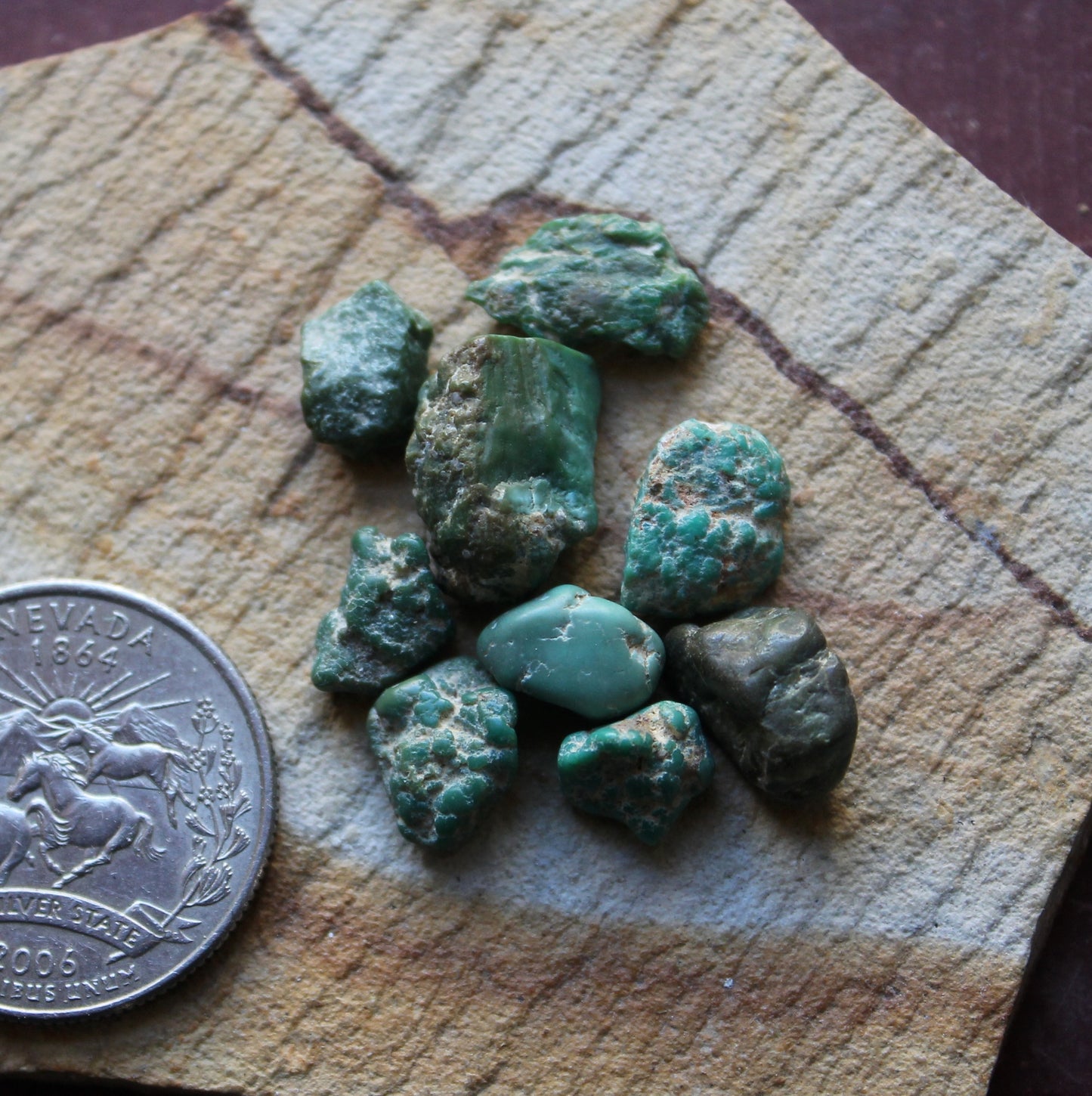 5 grams dark green Stone Mountain Turquoise nuggets