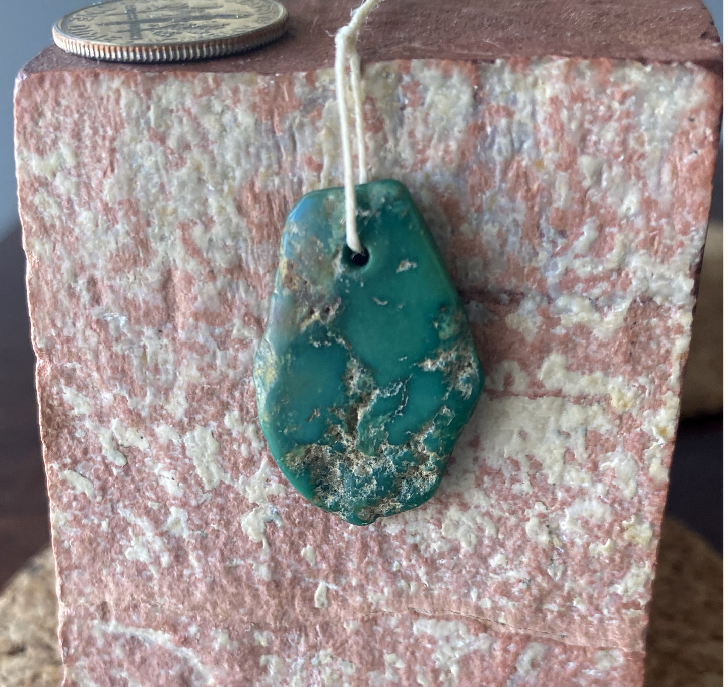 8 carat green turquoise natural tab bead from Stone Mountain Mine