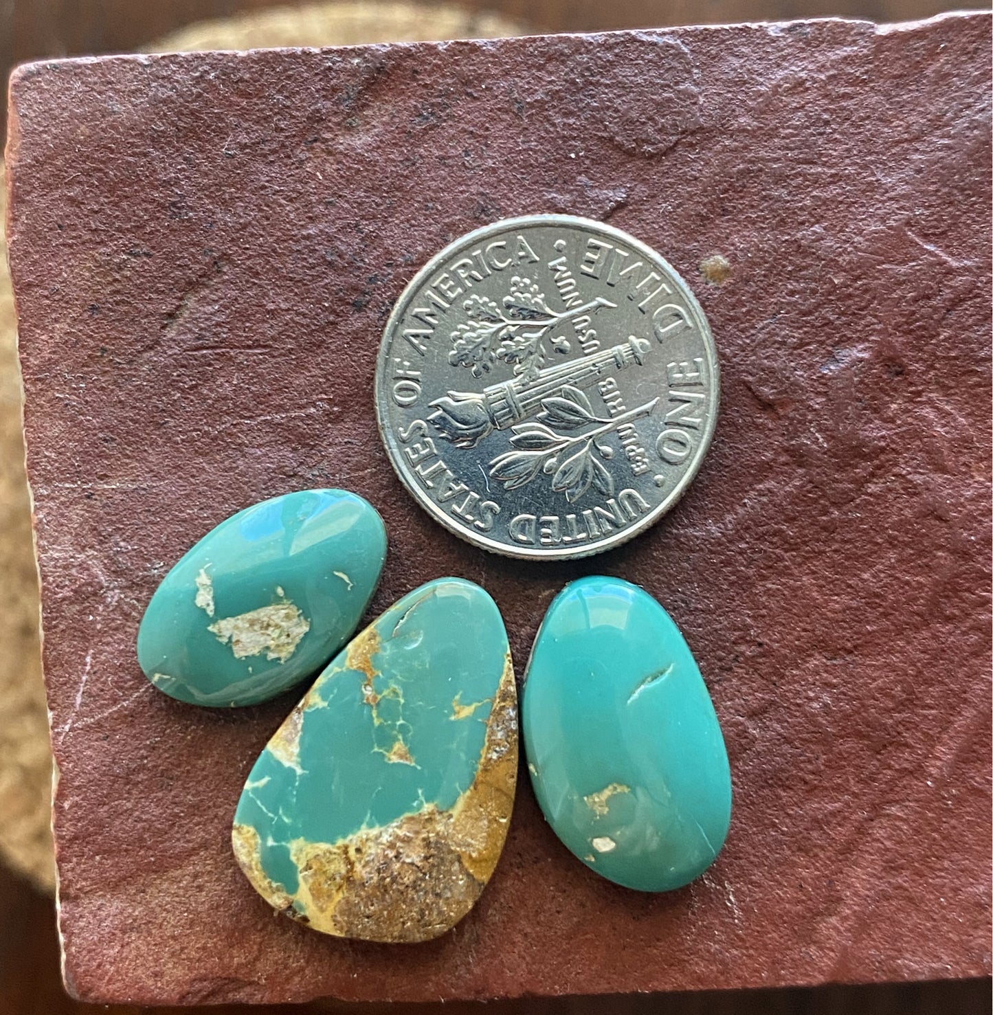 15 carats teal green Stone Mountain Turquoise cabochons