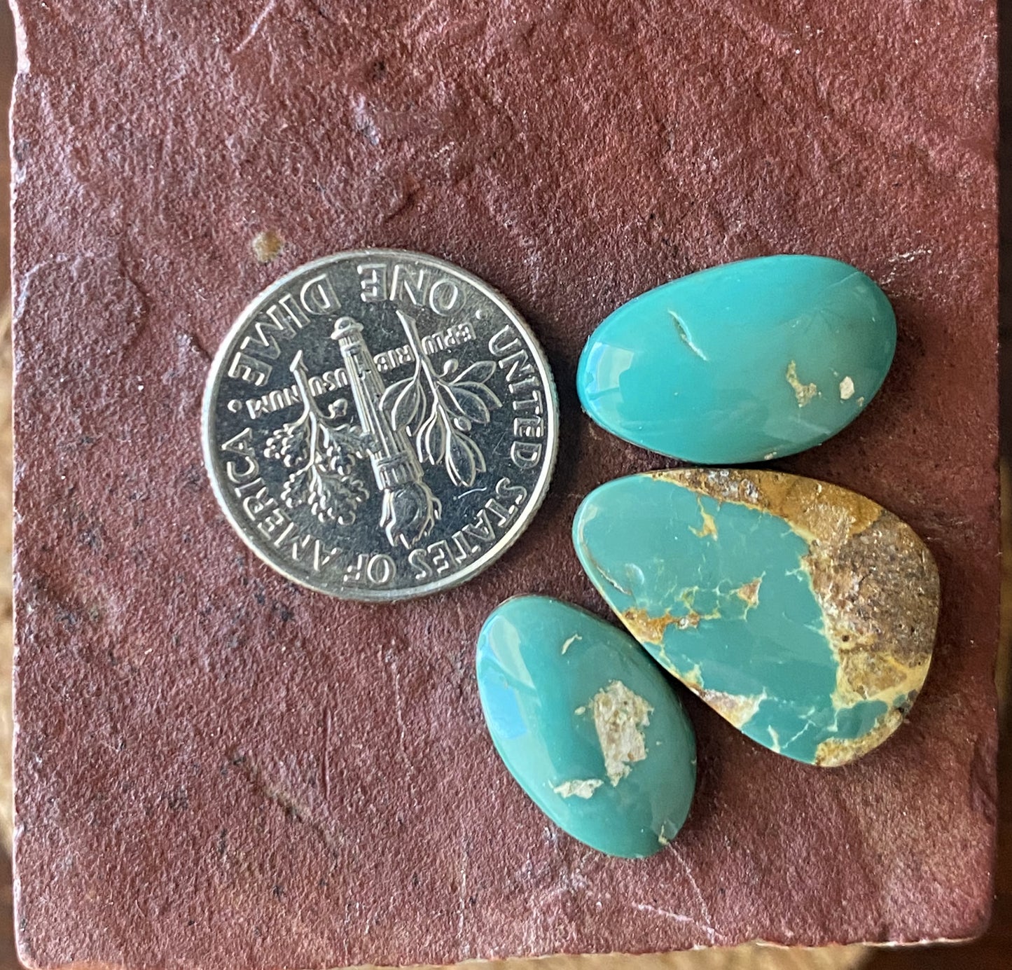 15 carats teal green Stone Mountain Turquoise cabochons