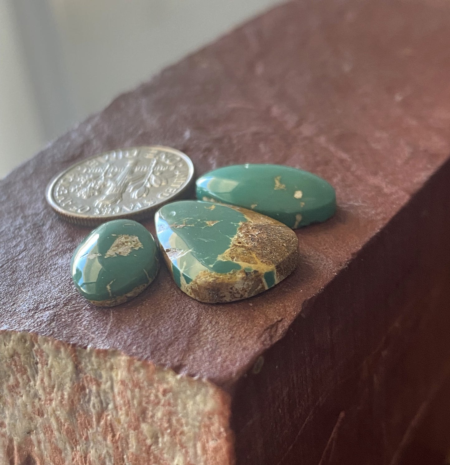 15 carats teal green Stone Mountain Turquoise cabochons