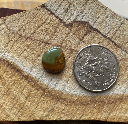 4 carat natural green Stone Mountain Turquoise cabochon with iron inclusions