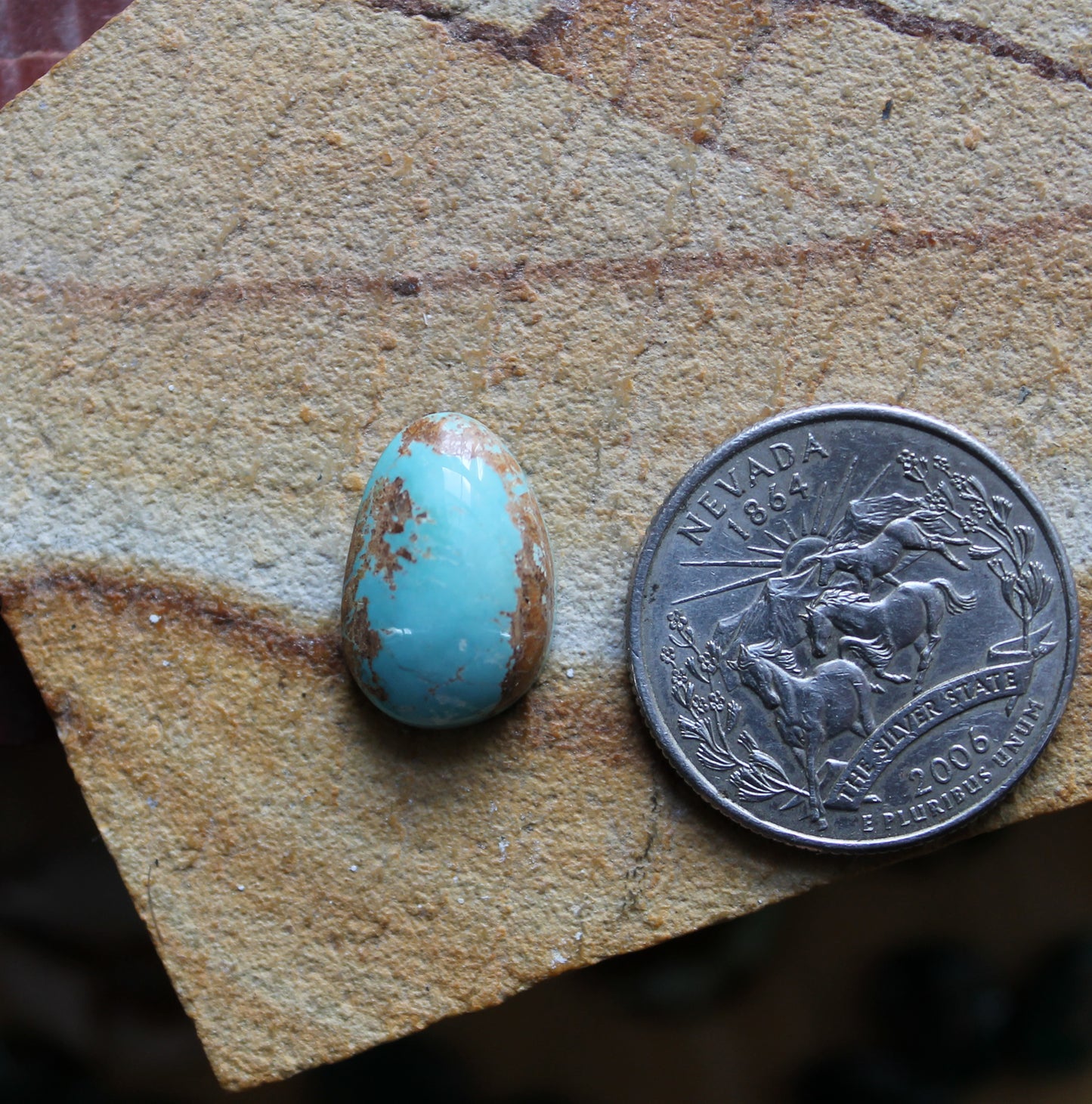 7 carat blue Stone Mountain Turquoise cabochon with a high dome