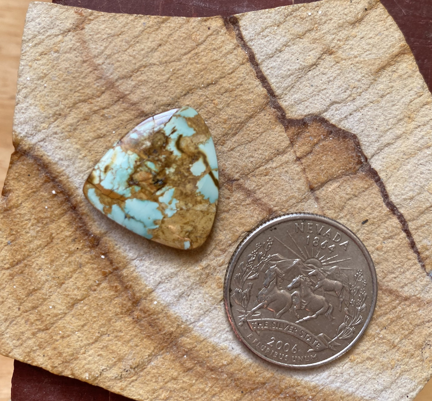 13 carat blue Stone Mountain Turquoise cabochon with red matrix