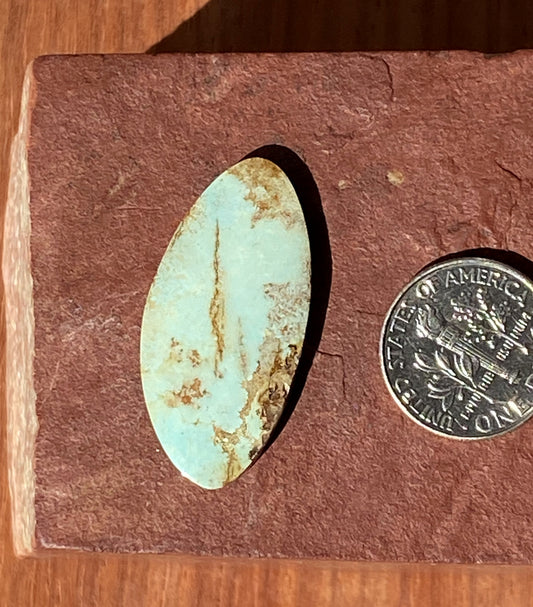 14 carat natural light blue Stone Mountain Turquoise cabochon with iron inclusions