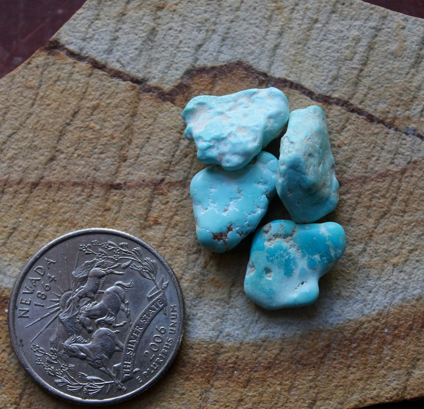 4 grams tumbled blue Stone Mountain Turquoise nuggets