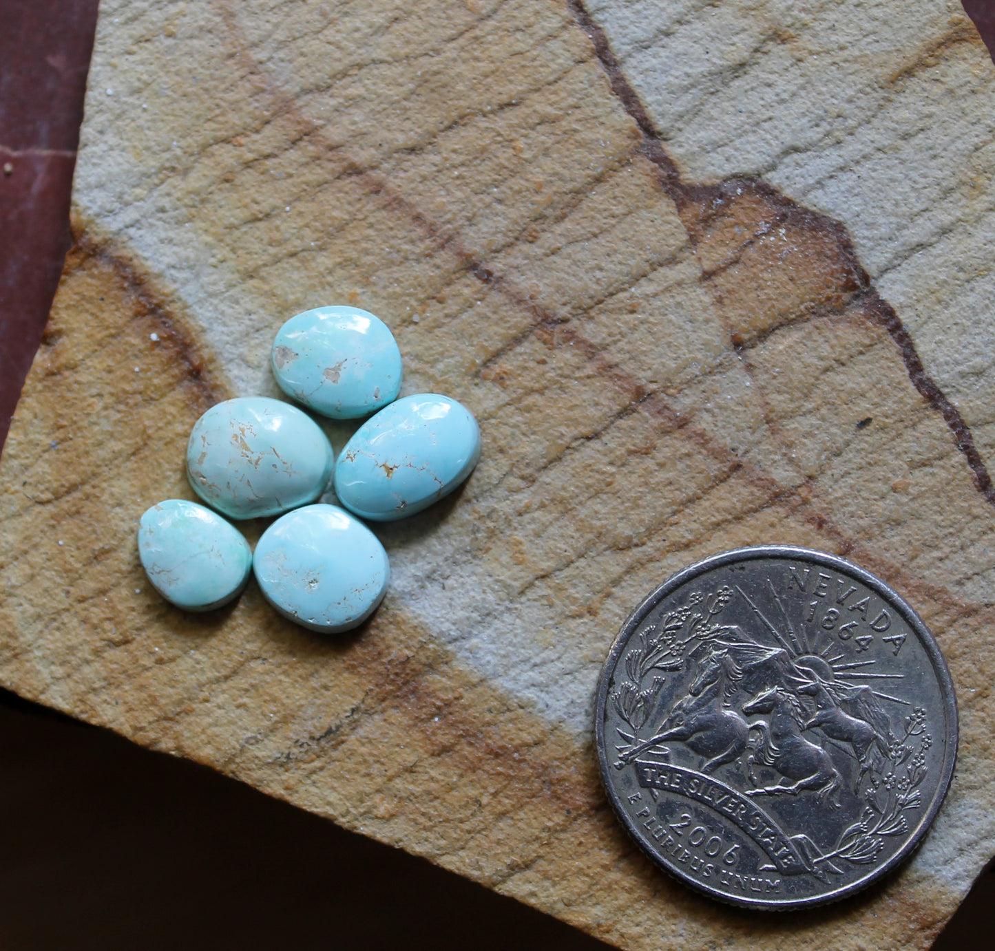 7 carats small light blue Stone Mountain Turquoise cabochons