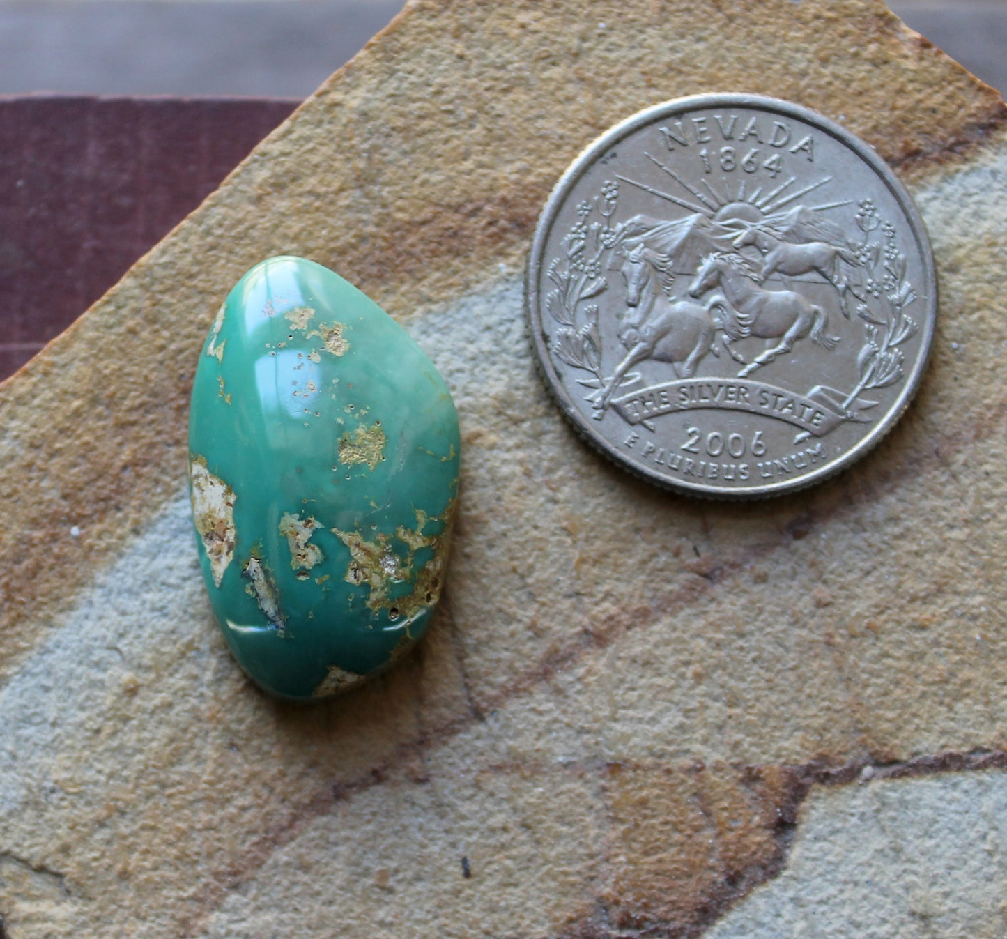 20 carat green Stone Mountain Turquoise cabochon with a high dome