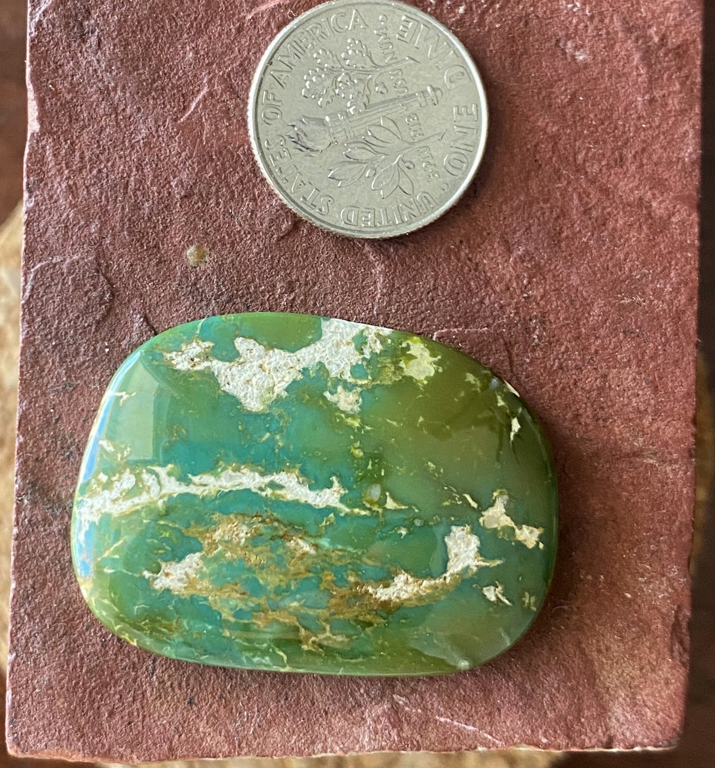 42.9 carat large forest green Stone Mountain Turquoise cabochon