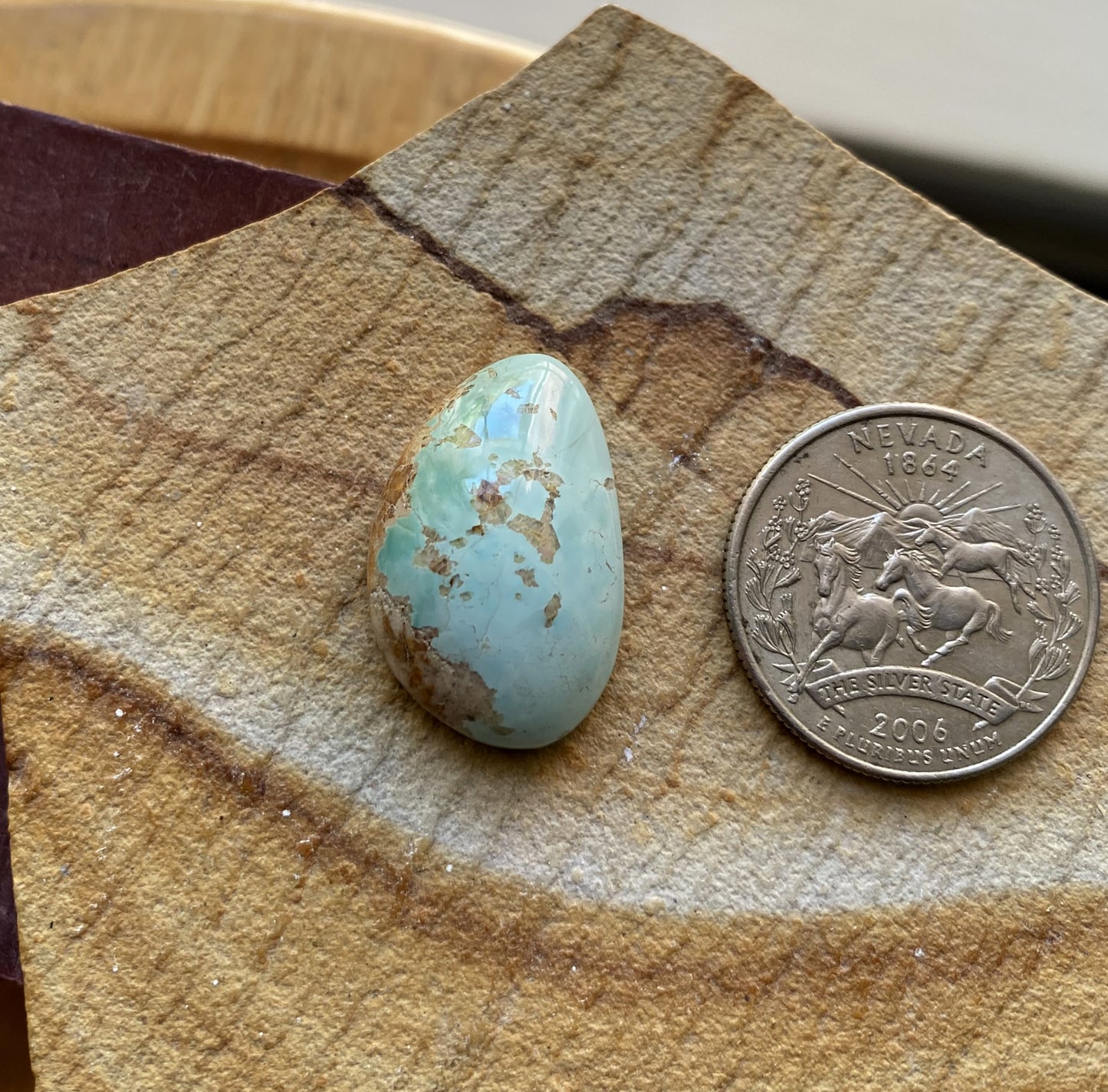 21 carats natural light blue Stone Mountain Turquoise cabochon with a high dome
