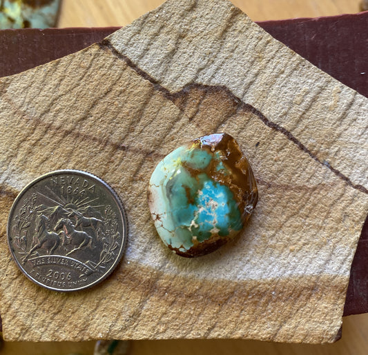 21 carat color change Stone Mountain Turquoise cabochon with red matrix