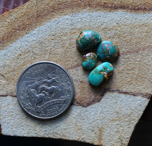 8 carat blue Stone Mountain Turquoise cabochons with red matrix