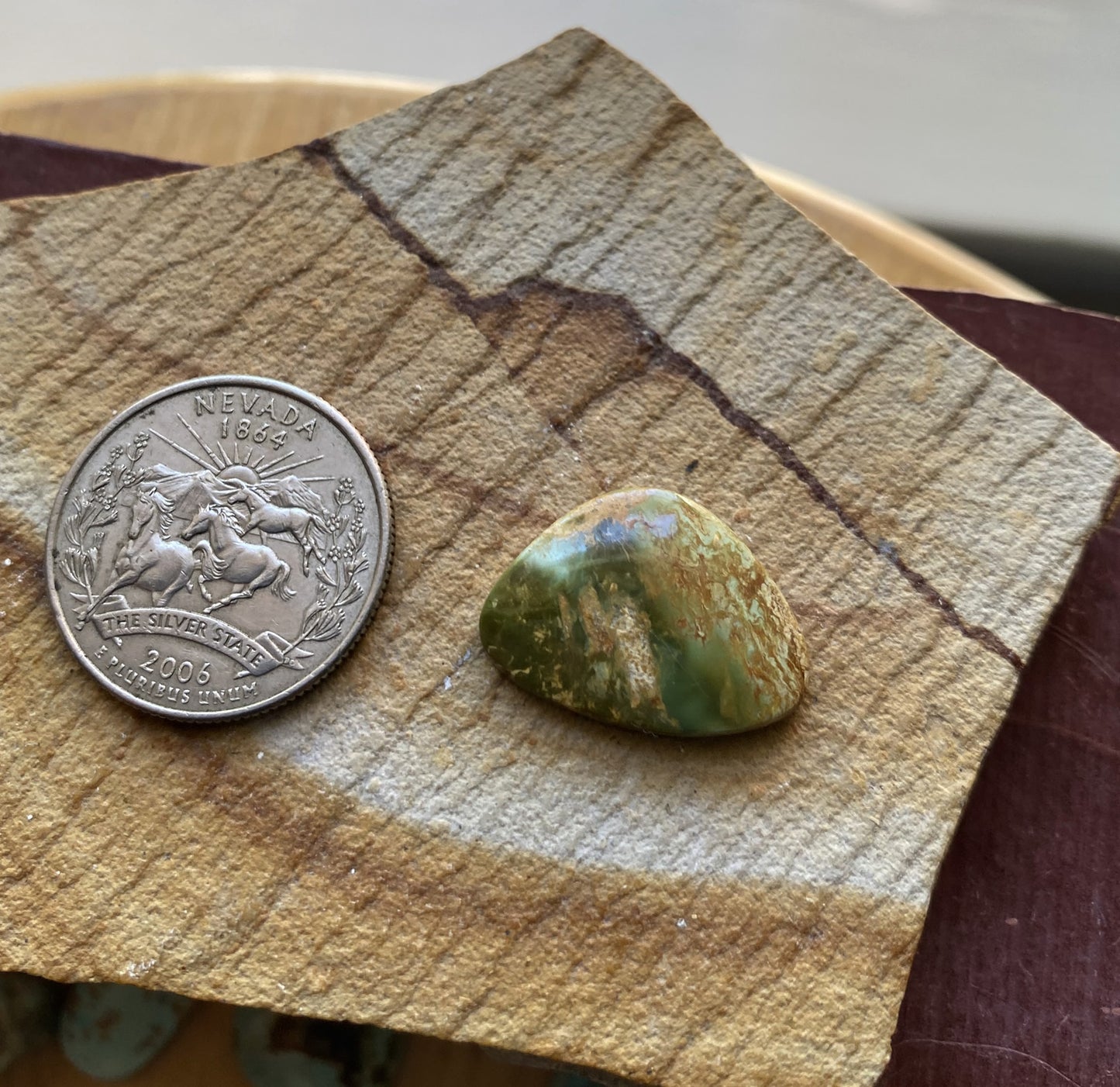 9 carat natural color change Stone Mountain Turquoise cabochon