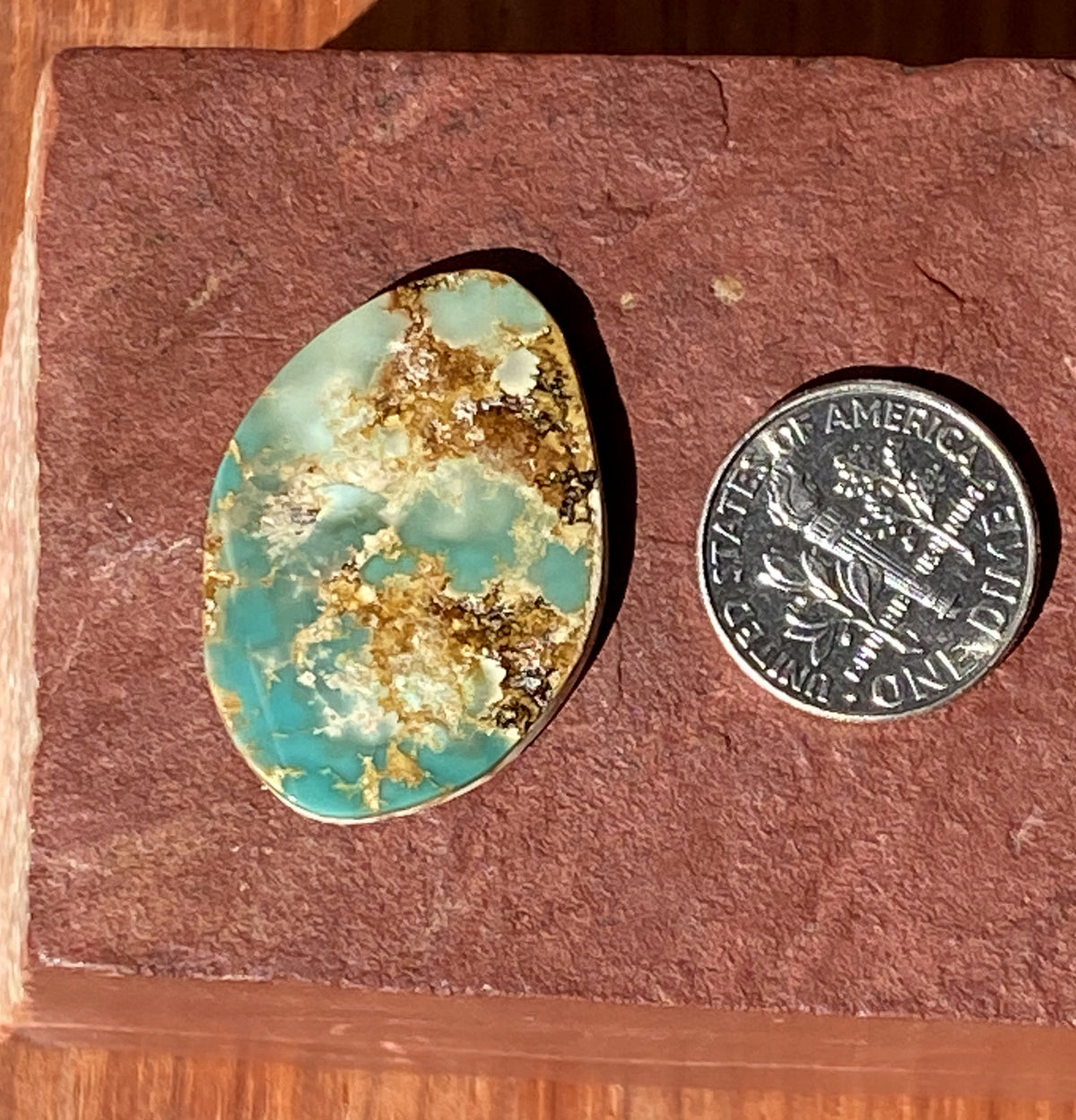 17 carat green flat top Stone Mountain Turquoise cabochon