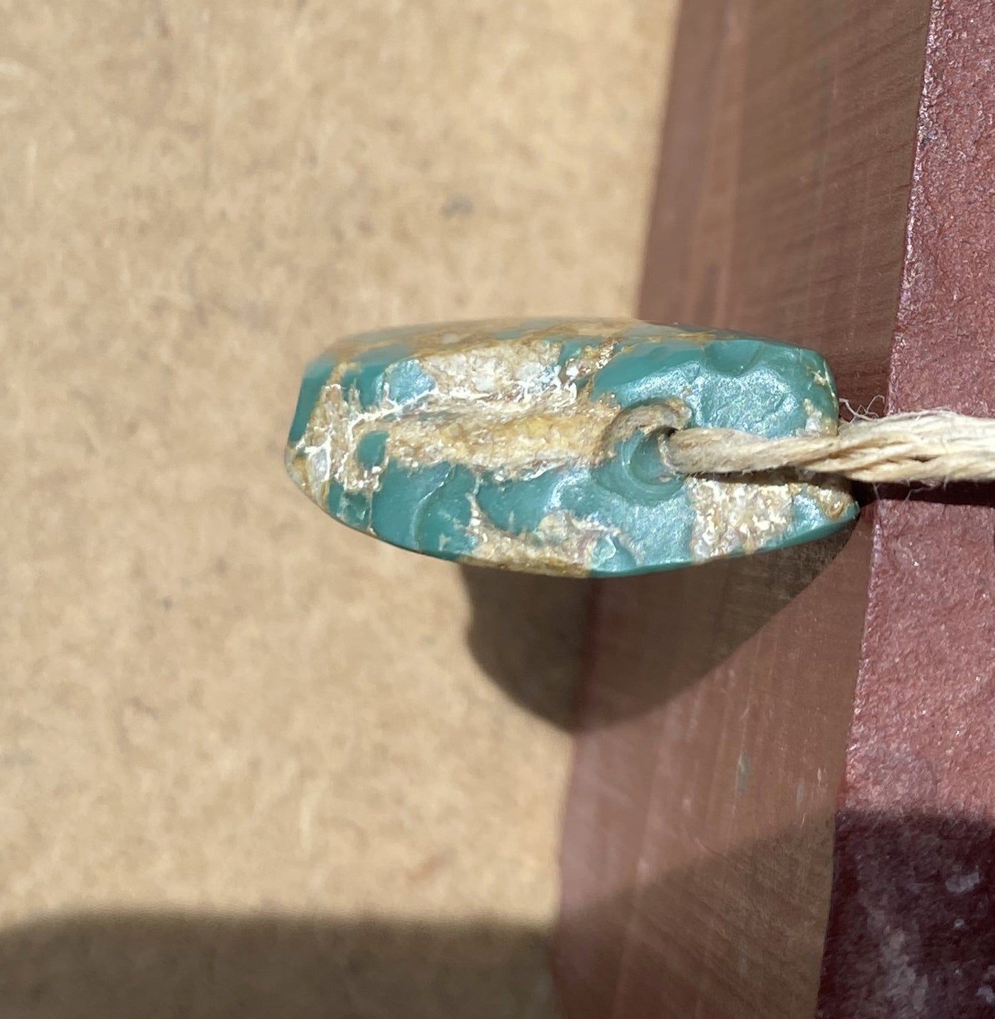 53.3 carat green turquoise focal bead from Stone Mountain Mine