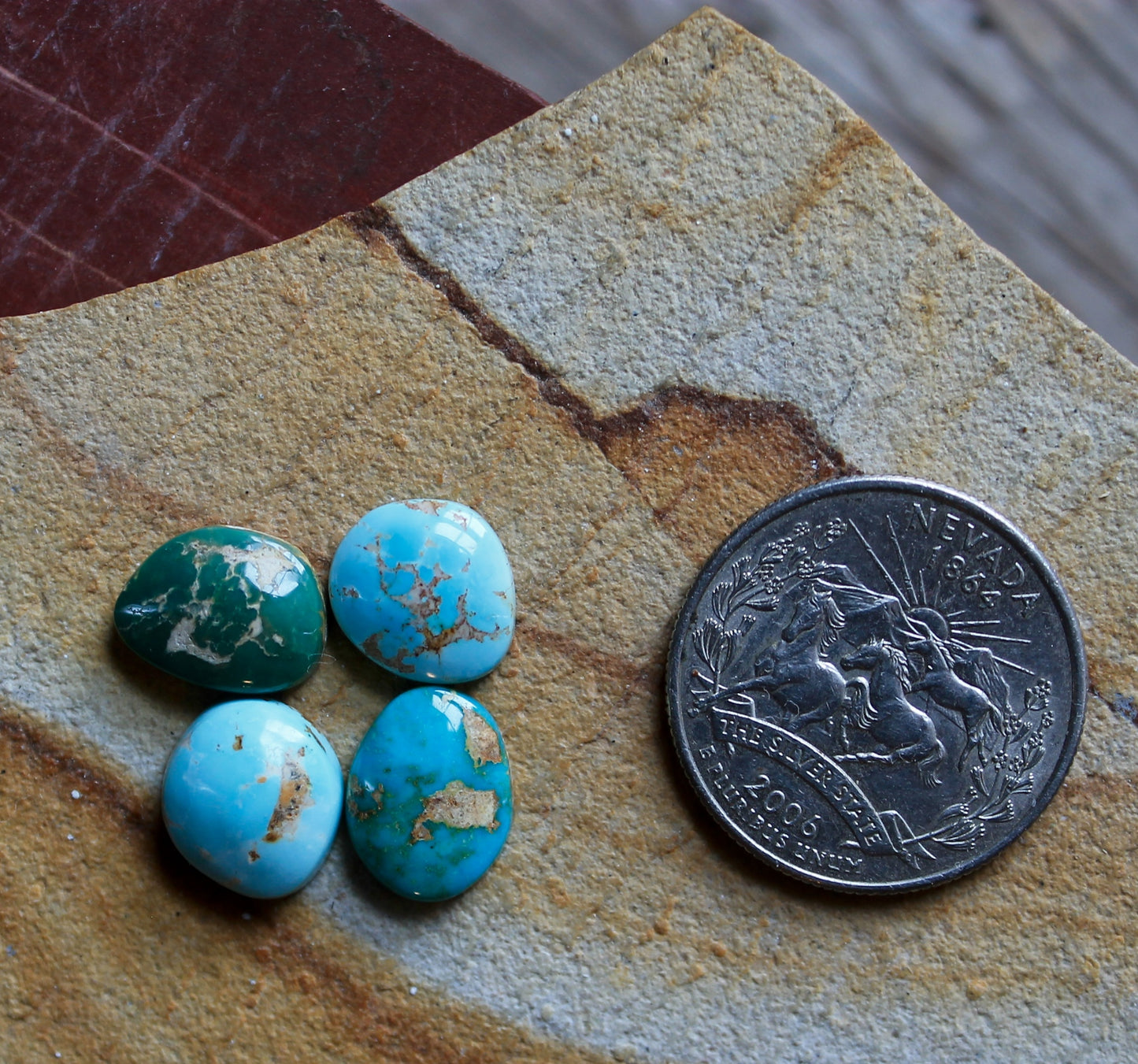 Four Stone Mountain Turquoise cabochon ringstones