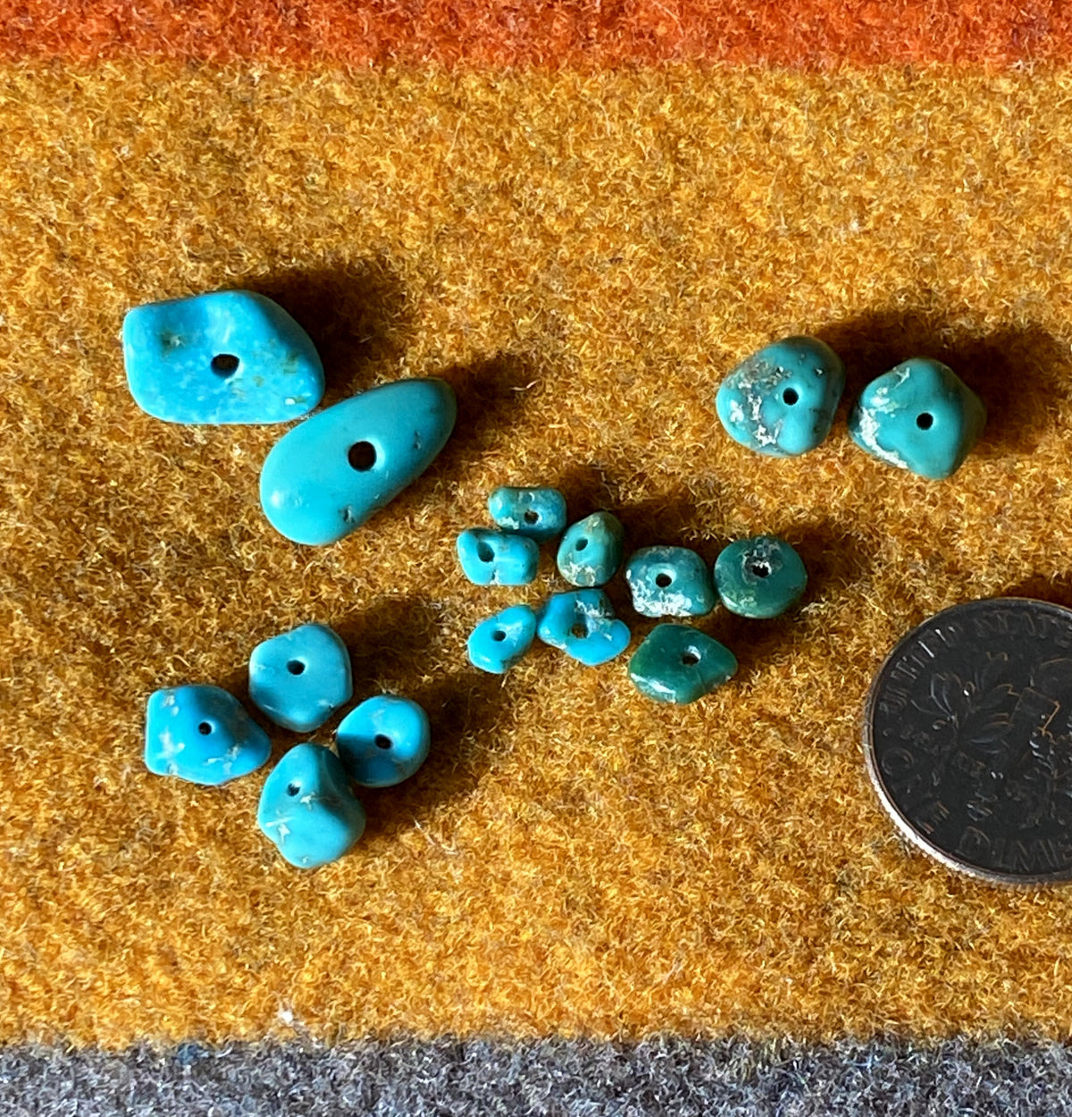 Small natural Stone Mountain Turquoise bead suite